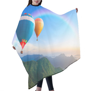Personality  Colorful Hot-air Balloons Flying Over The Mountain Hair Cutting Cape