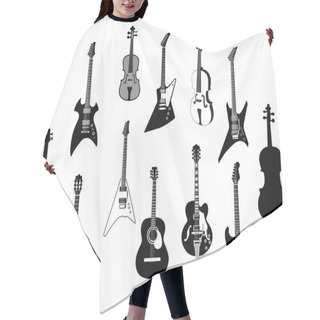 Personality  Guitars Silhouettes Hair Cutting Cape