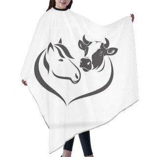 Personality  Vector Of Horse Head And Cow Head Design On A White Background.  Hair Cutting Cape