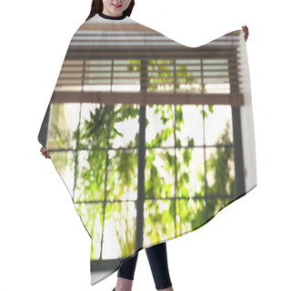 Personality  Blurred View Through Window On Garden In Morning Hair Cutting Cape