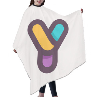 Personality  Y Letter Colorful Logo. Flat Style Design. Hair Cutting Cape