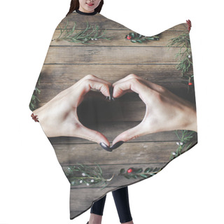 Personality  Woman With Heart Shape Of Hands Sending Love  Hair Cutting Cape