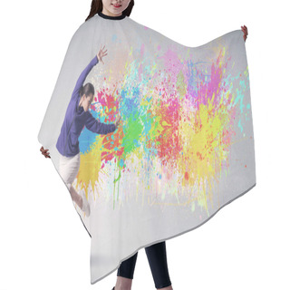 Personality  Young Colorful Street Dancer With Paint Splash Hair Cutting Cape