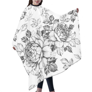Personality  Hand Drawn Rose  Flowers Seamless Pattern Hair Cutting Cape