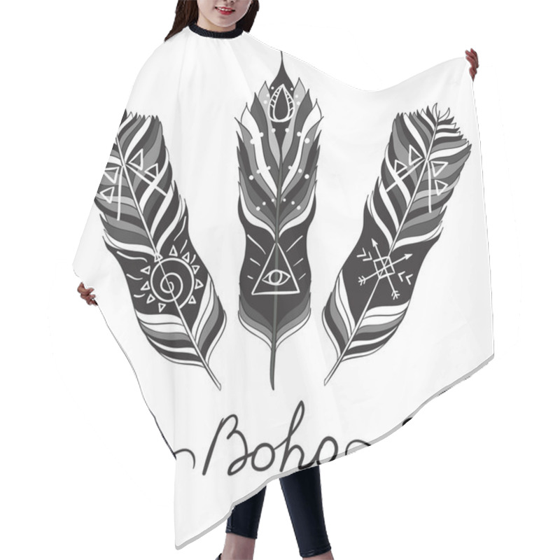 Personality  Ethnic Feathers, Hippie Vector Elements  Hair Cutting Cape