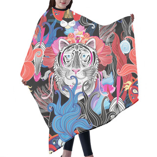 Personality  Seamless Bright Floral Pattern Of Wild Beasts Hair Cutting Cape