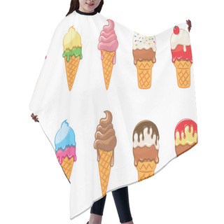 Personality  Set Of Ice Cream Cones - Vector Illustration Hair Cutting Cape