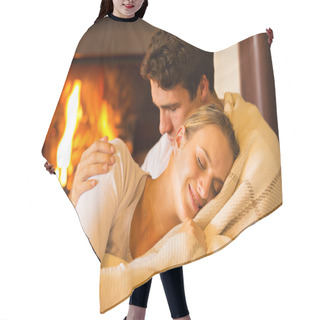 Personality  Couple Relaxing At Home Hair Cutting Cape