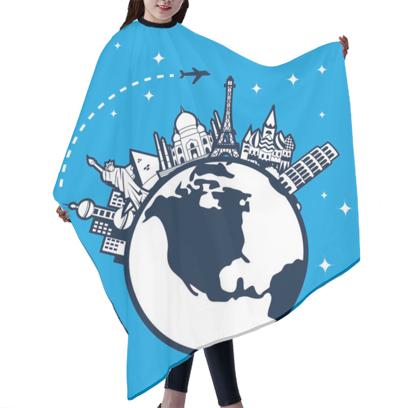 Personality  Globetrotting Line Art Hair Cutting Cape