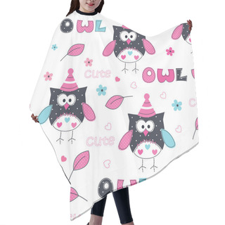 Personality  Seamless Pattern With Owl Hair Cutting Cape