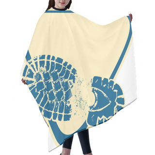 Personality  Blue Hikers Boot Track Over A Triangle Hair Cutting Cape