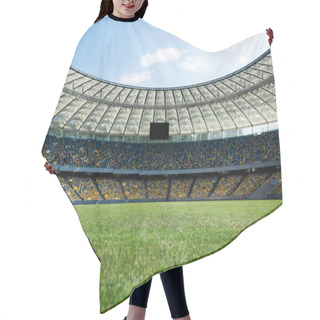 Personality  Grassy Football Pitch At Stadium At Sunny Day With Blue Sky Hair Cutting Cape