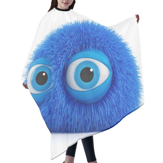 Personality  3d Funny Fluffy Creature With Big Blue Eyes Hair Cutting Cape