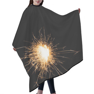 Personality  Close-up View Of Bright Glowing New Year Sparkler On Black Background   Hair Cutting Cape