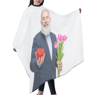 Personality  Senior Man With Tulips  Hair Cutting Cape