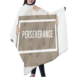 Personality  Woman Holding Placard Hair Cutting Cape