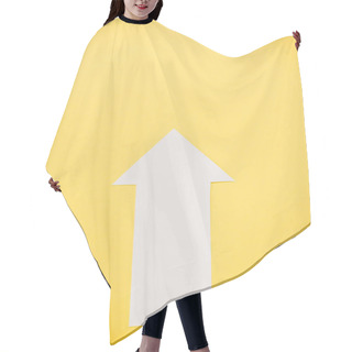 Personality  Top View Of White Arrow Isolated On Yellow  Hair Cutting Cape