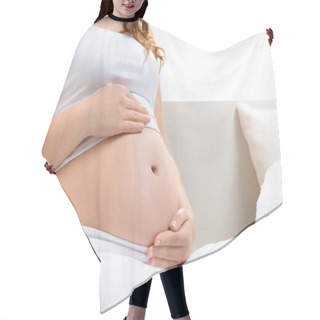 Personality  Pregnant Woman Touching Her Belly Hair Cutting Cape