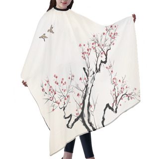 Personality  Ink Style Blossom Hair Cutting Cape