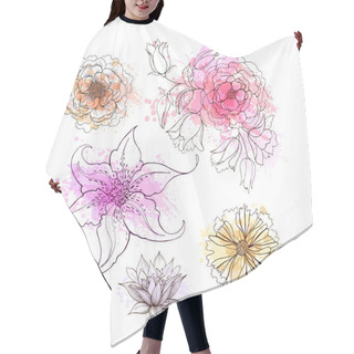 Personality  Beautiful Watercolor  Flowers Hair Cutting Cape