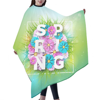 Personality  Vector Illustration On A Spring Nature Theme With Beautiful Colorful Flower On Green Background. Floral Design Template With Typography Letter For Banner, Flyer, Invitation, Poster Or Greeting Card. Hair Cutting Cape