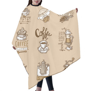 Personality  Coffee Labels Set Hair Cutting Cape
