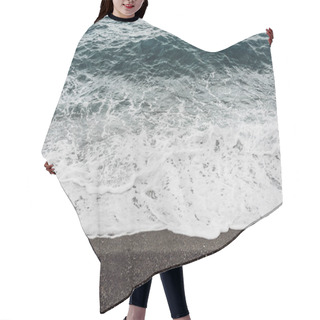 Personality  Sea Waves With White Foam On Sandy Beach In Coastline  Hair Cutting Cape