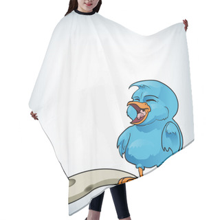 Personality  Blue Bird On A Branch - Vector Illustration. Hair Cutting Cape