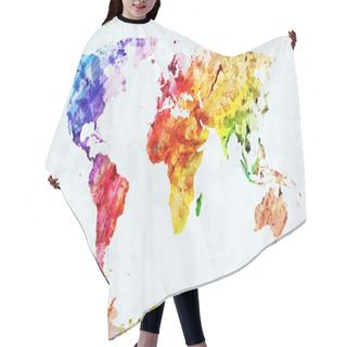 Personality  Watercolor World Map Hair Cutting Cape
