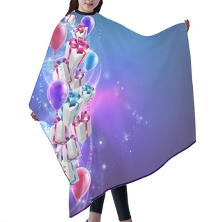 Personality  Abstract Gifts And Balloons Background Hair Cutting Cape