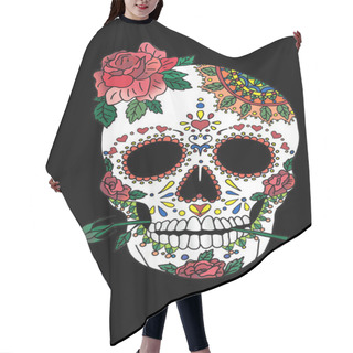 Personality  Painted Skull Pattern In Mexican Style Hair Cutting Cape