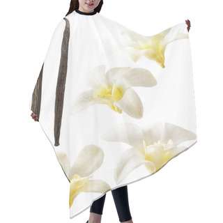 Personality  Vanilla Flowers On White Background. Aromatic, Fresh Vanila Flower Yellow And White. Hair Cutting Cape