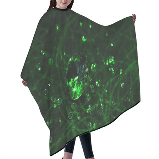 Personality  Big And Small Diamonds With Bright Green Neon Light On Dark Background Hair Cutting Cape