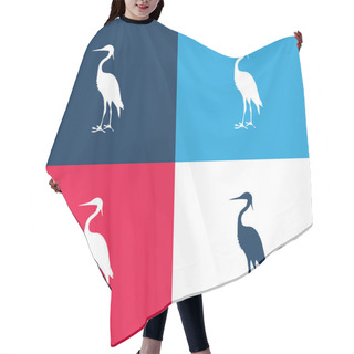 Personality  Bird Crane Shape Blue And Red Four Color Minimal Icon Set Hair Cutting Cape