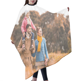 Personality  Happy Family Walking In Park Hair Cutting Cape