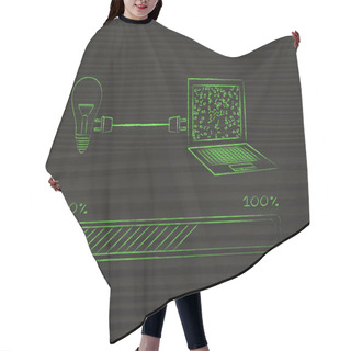 Personality  Lightbulb Connected By Plug To A Laptop  Hair Cutting Cape