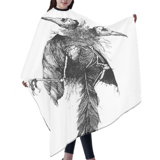 Personality  Outline Ink Print Of Bird Corpses  Hair Cutting Cape