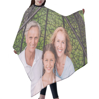 Personality  Grandparents And Granddaughter In Garden Hair Cutting Cape