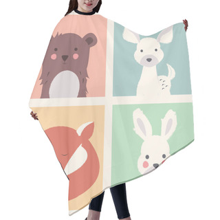 Personality  Collection Of Cute Forest And Polar Animals With Baby Cubs, Incl Hair Cutting Cape