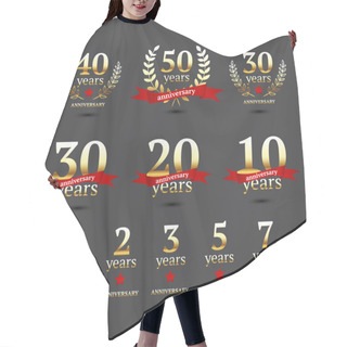 Personality  Vector Set Of Anniversary Golden Signs Hair Cutting Cape