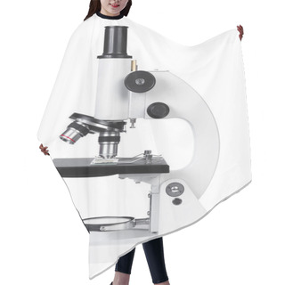 Personality  Laboratory Microscope Isolated On White Background Hair Cutting Cape