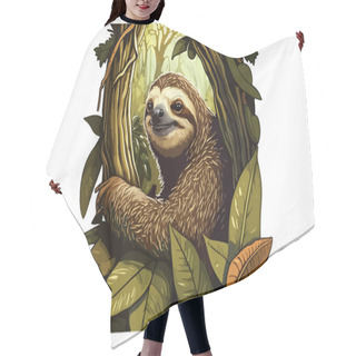 Personality  Sloth Game Character Style Vector Illustration Hair Cutting Cape