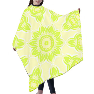 Personality  Seamless Floral Ornament Yellow Green Hair Cutting Cape