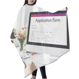 Personality  Woman Working With Computer Hair Cutting Cape