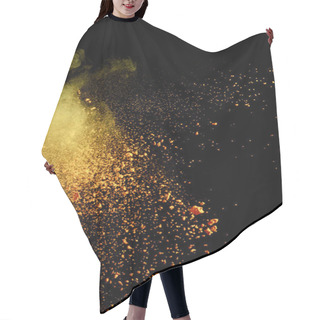 Personality  Yellow Colorful Holi Paint Explosion On Black Background Hair Cutting Cape