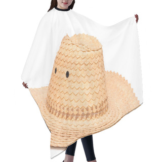 Personality  Wicker Hat Isolated On White Background Hair Cutting Cape
