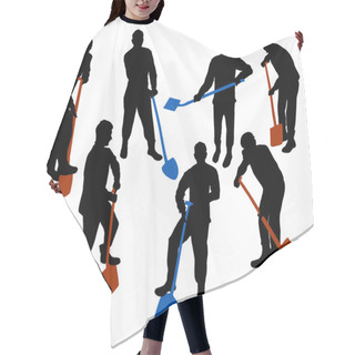 Personality  Silhouettes Of A Working Man With Spade And Shovel Hair Cutting Cape