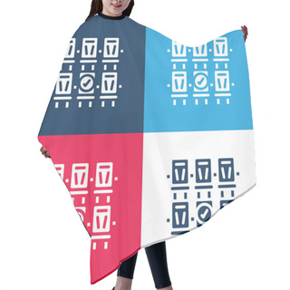 Personality  Booking Blue And Red Four Color Minimal Icon Set Hair Cutting Cape