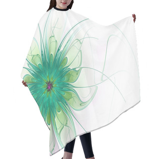 Personality  Abstract, Fractal Flower In Green And Yellow Tones On A White Background Hair Cutting Cape