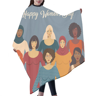 Personality  Female Faces Of Different Ethnicity And Lettering Happy Womens Day Hair Cutting Cape